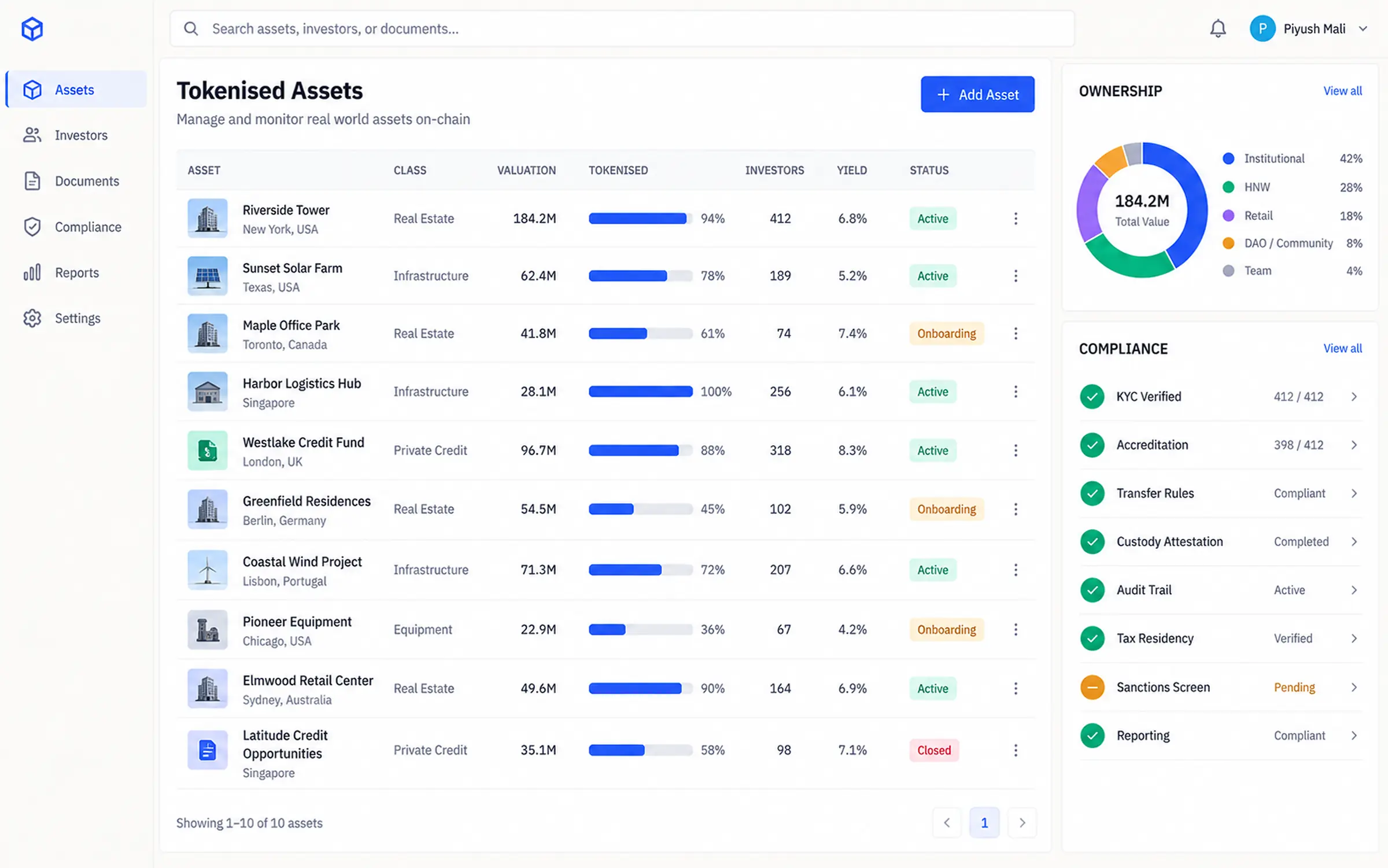 ATLAS RWA, real-world asset infrastructure — product interface